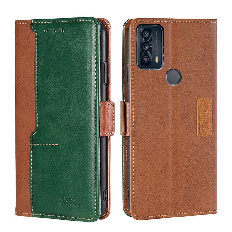 For TCL 20B/6159K Contrast Color Side Buckle Leather Phone Case