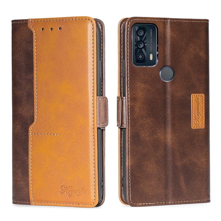 For TCL 20B/6159K Contrast Color Side Buckle Leather Phone Case