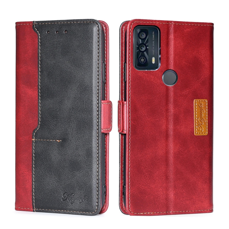For TCL 20B/6159K Contrast Color Side Buckle Leather Phone Case
