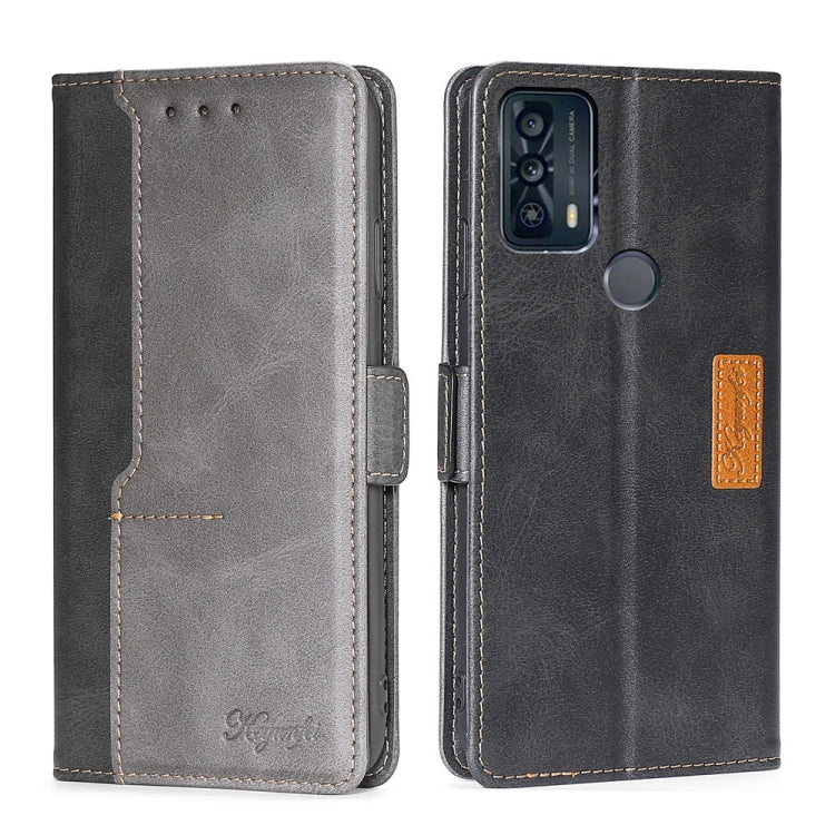 For TCL 20B/6159K Contrast Color Side Buckle Leather Phone Case