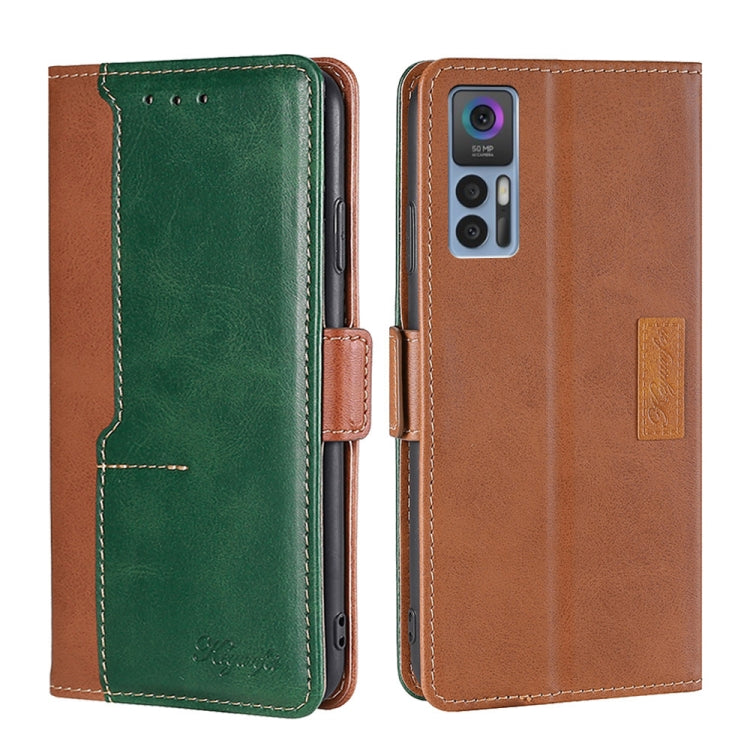 For TCL 30 5G/30+ 5G Contrast Color Side Buckle Leather Phone Case