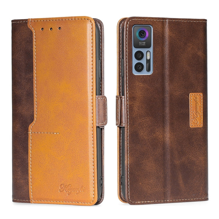 For TCL 30 5G/30+ 5G Contrast Color Side Buckle Leather Phone Case