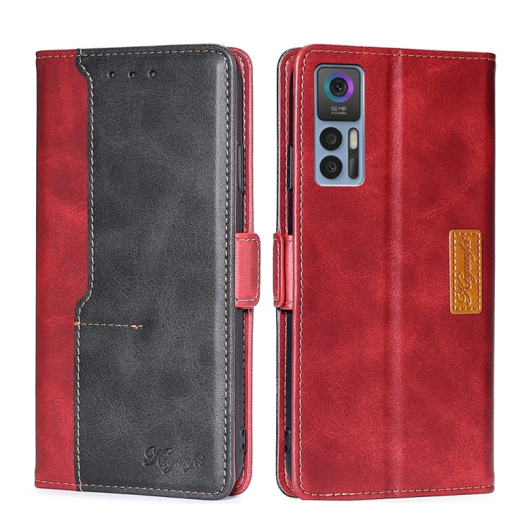 For TCL 30 5G/30+ 5G Contrast Color Side Buckle Leather Phone Case