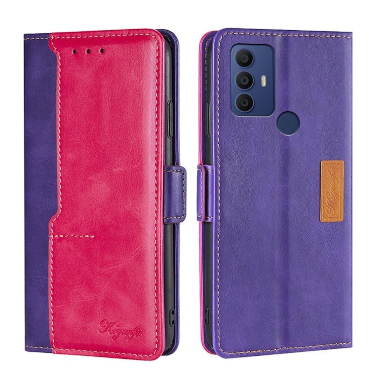 For TCL 30 SE/306/305/Sharp Aqous V6/V6 Plus Contrast Color Side Buckle Leather Phone Case
