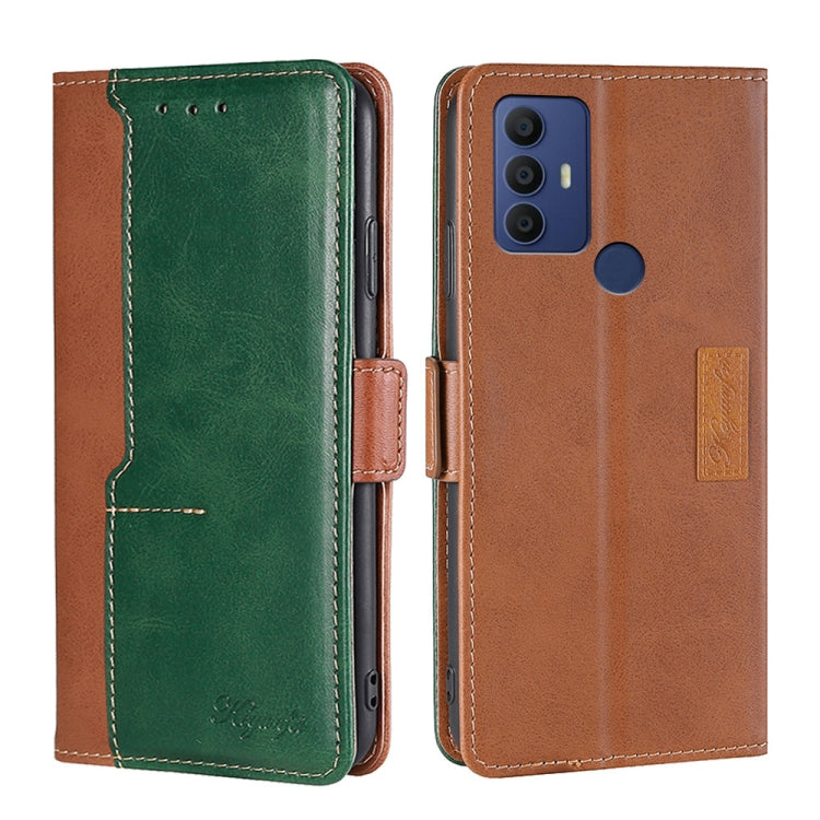 For TCL 30 SE/306/305/Sharp Aqous V6/V6 Plus Contrast Color Side Buckle Leather Phone Case