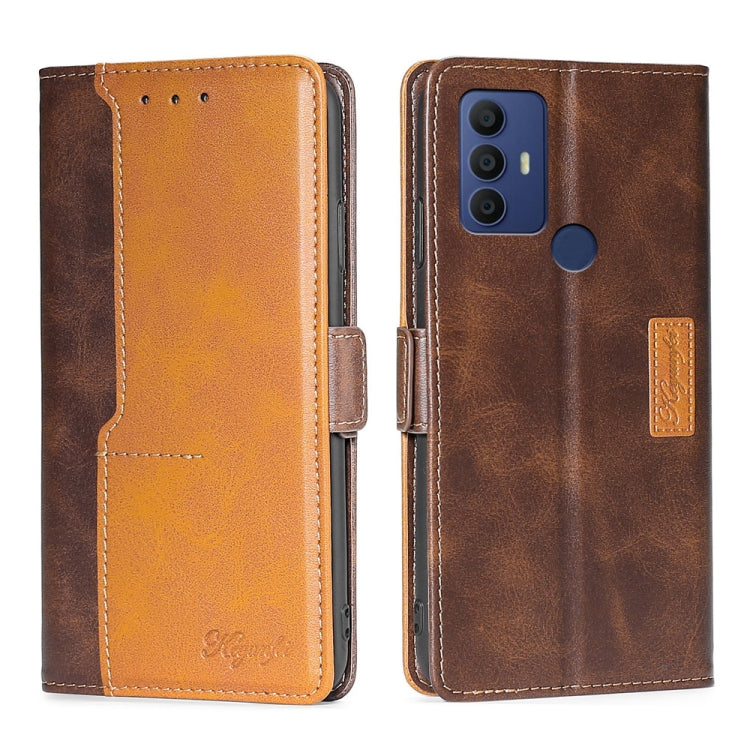 For TCL 30 SE/306/305/Sharp Aqous V6/V6 Plus Contrast Color Side Buckle Leather Phone Case