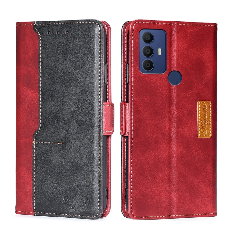 For TCL 30 SE/306/305/Sharp Aqous V6/V6 Plus Contrast Color Side Buckle Leather Phone Case