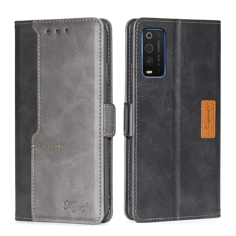 For TCL 205 Contrast Color Side Buckle Leather Phone Case