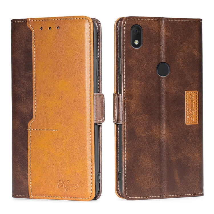 For Alcatel  Axel/Lumos Contrast Color Side Buckle Leather Phone Case