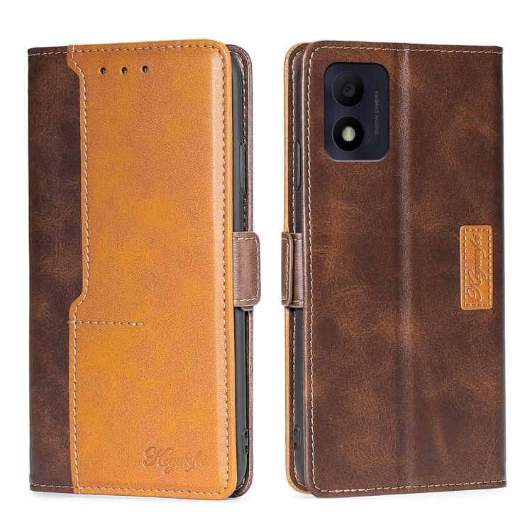 For Alcatel 1B 2022 Contrast Color Side Buckle Leather Phone Case