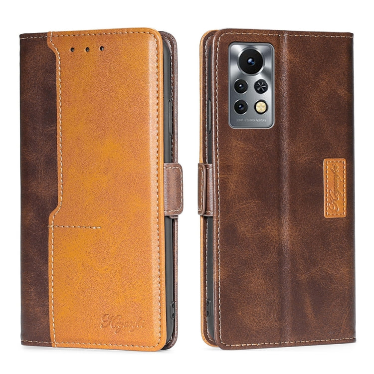 For Infinix Hot 11S/X6812 Contrast Color Side Buckle Leather Phone Case