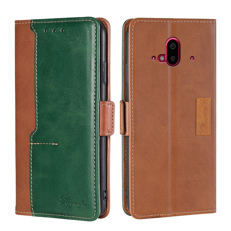 For Fujitsu Arrows F-52B Contrast Color Side Buckle Leather Phone Case