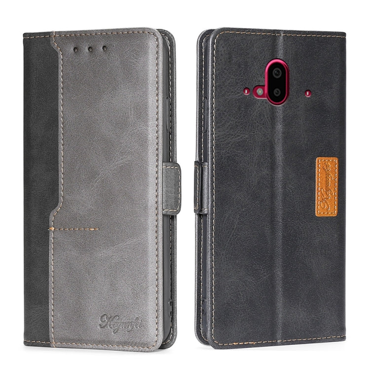For Fujitsu Arrows F-52B Contrast Color Side Buckle Leather Phone Case