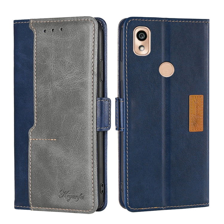 For Kyocera KY-51B Contrast Color Side Buckle Leather Phone Case