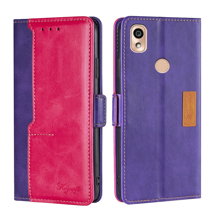 For Kyocera KY-51B Contrast Color Side Buckle Leather Phone Case