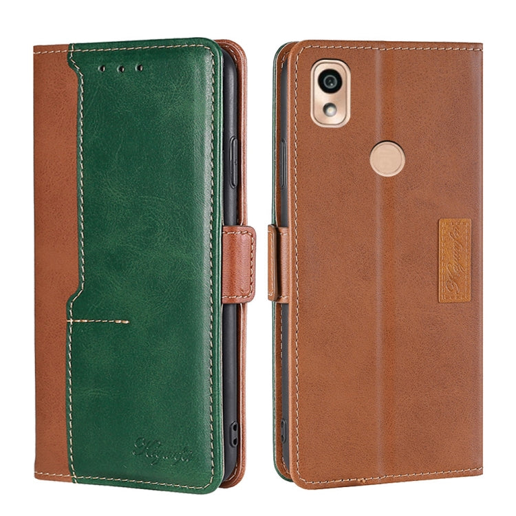 For Kyocera KY-51B Contrast Color Side Buckle Leather Phone Case