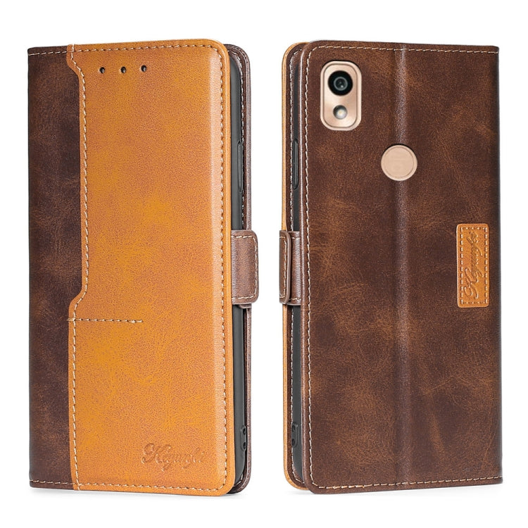 For Kyocera KY-51B Contrast Color Side Buckle Leather Phone Case