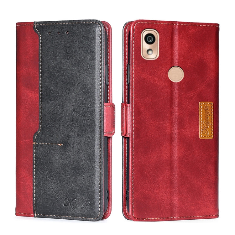 For Kyocera KY-51B Contrast Color Side Buckle Leather Phone Case