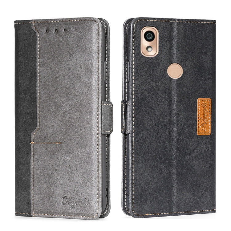 For Kyocera KY-51B Contrast Color Side Buckle Leather Phone Case