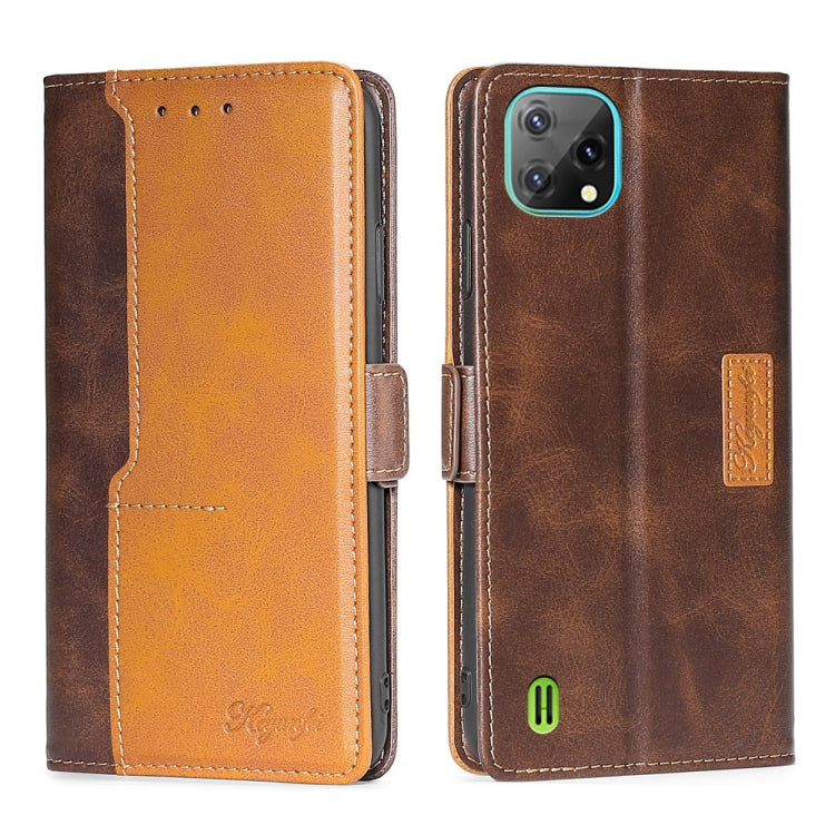 For Blackview A55 Contrast Color Side Buckle Leather Phone Case