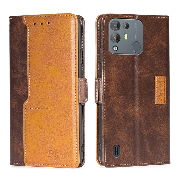 For Blackview A55 Pro Contrast Color Side Buckle Leather Phone Case