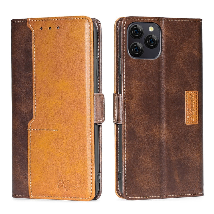 For Blackview A95 Contrast Color Side Buckle Leather Phone Case