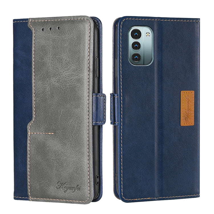 For Nokia G21/G11 Contrast Color Side Buckle Leather Phone Case