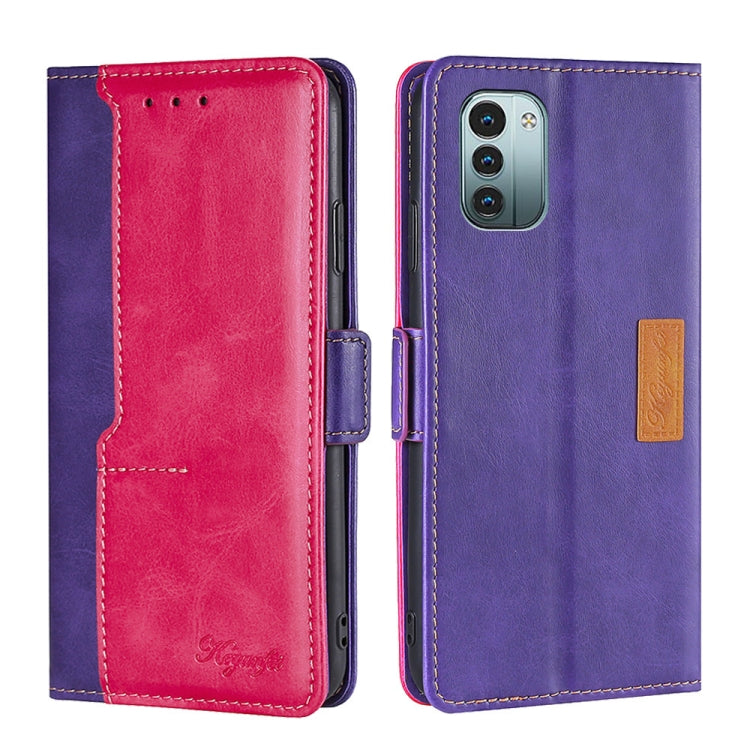 For Nokia G21/G11 Contrast Color Side Buckle Leather Phone Case