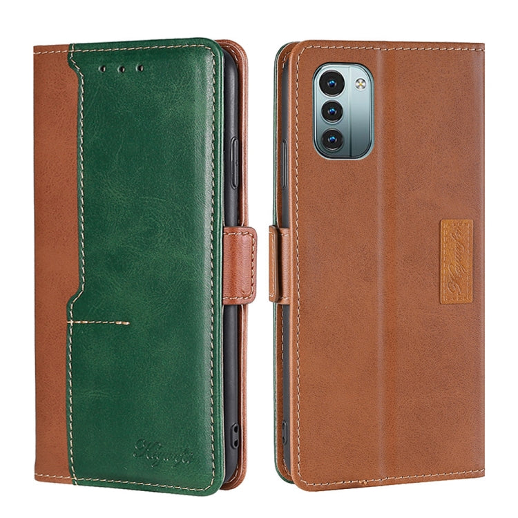 For Nokia G21/G11 Contrast Color Side Buckle Leather Phone Case