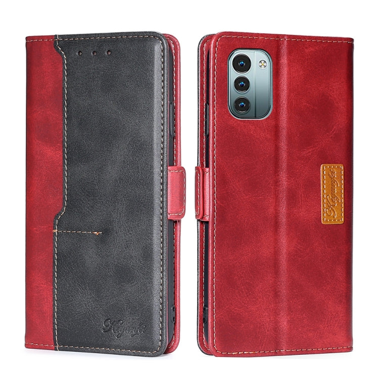 For Nokia G21/G11 Contrast Color Side Buckle Leather Phone Case