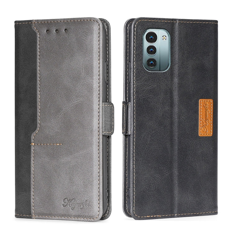For Nokia G21/G11 Contrast Color Side Buckle Leather Phone Case