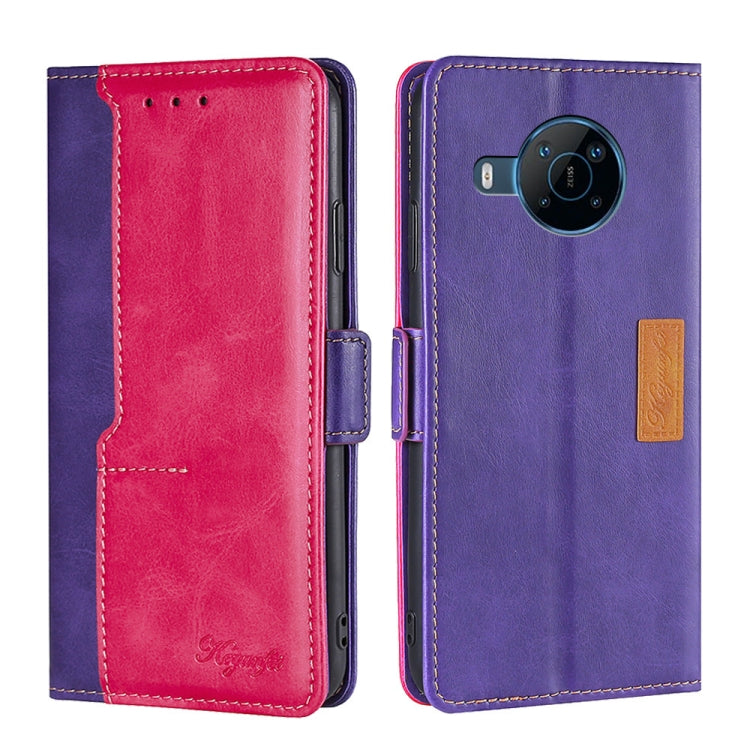 For Nokia X100 Contrast Color Side Buckle Leather Phone Case