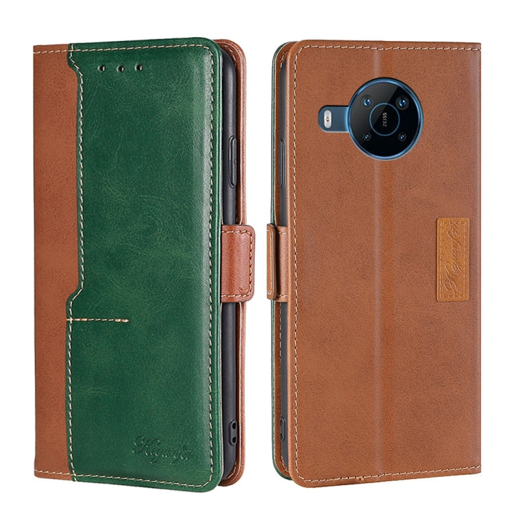 For Nokia X100 Contrast Color Side Buckle Leather Phone Case