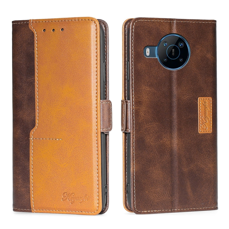 For Nokia X100 Contrast Color Side Buckle Leather Phone Case