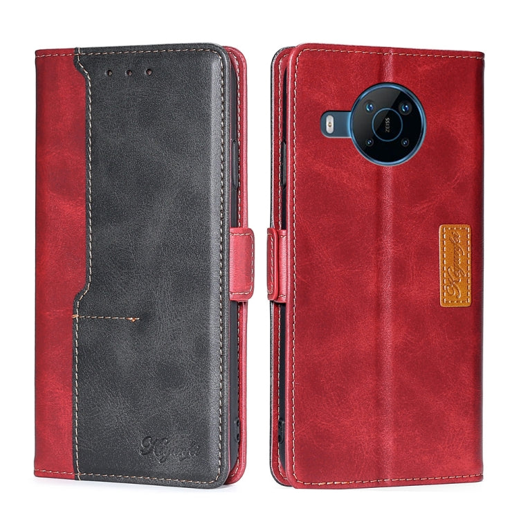 For Nokia X100 Contrast Color Side Buckle Leather Phone Case