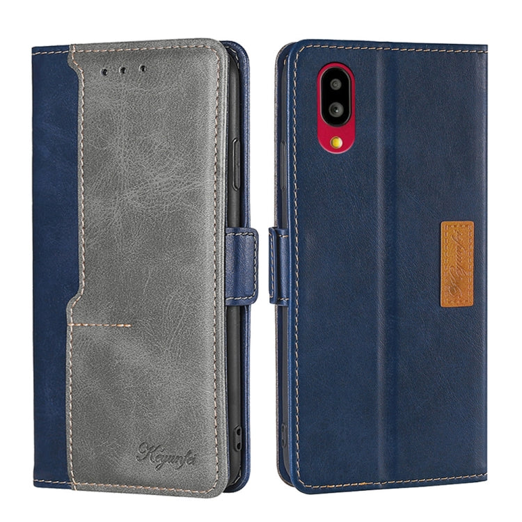 For Sharp Simple Sumaho 6/A201SH Contrast Color Side Buckle Leather Phone Case