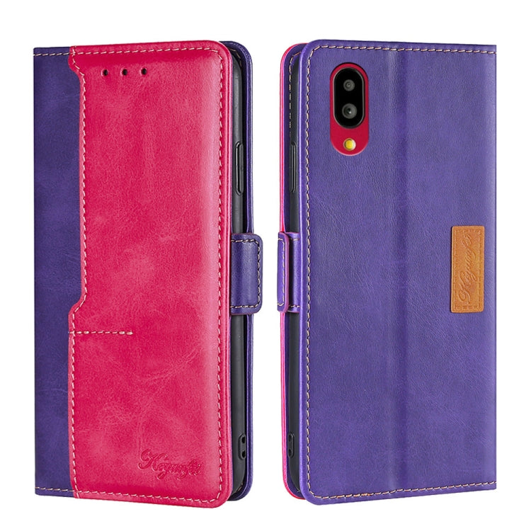 For Sharp Simple Sumaho 6/A201SH Contrast Color Side Buckle Leather Phone Case