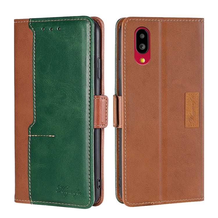 For Sharp Simple Sumaho 6/A201SH Contrast Color Side Buckle Leather Phone Case