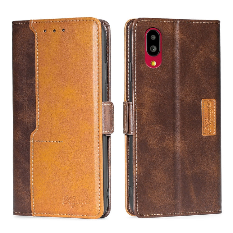For Sharp Simple Sumaho 6/A201SH Contrast Color Side Buckle Leather Phone Case