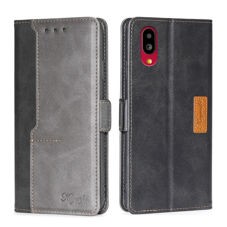 For Sharp Simple Sumaho 6/A201SH Contrast Color Side Buckle Leather Phone Case