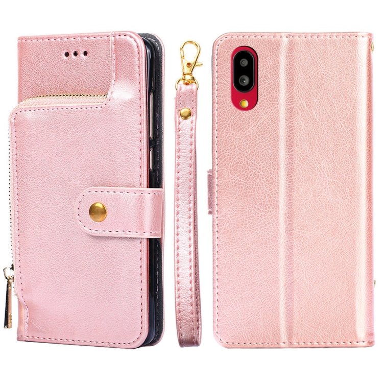 For Sharp Simple Sumaho 6 Zipper Bag Leather Phone Case