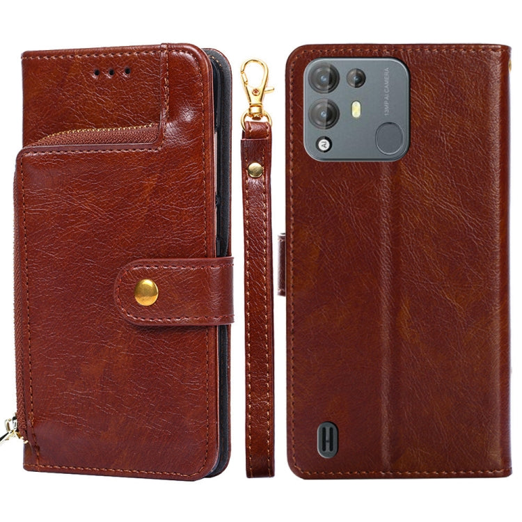 For Blackview A55 Pro Zipper Bag Leather Phone Case