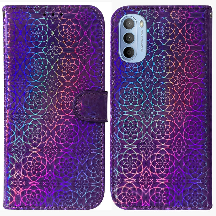 For Motorola Moto G51 Colorful Magnetic Buckle Leather Phone Case