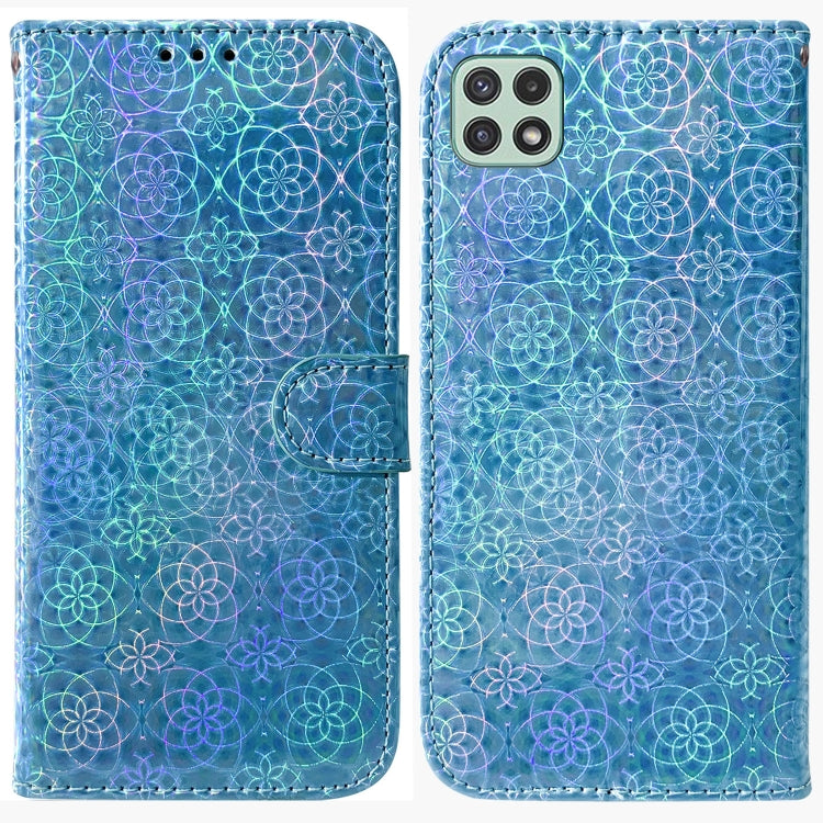 For Samsung Galaxy A22 5G Colorful Magnetic Buckle Leather Phone Case