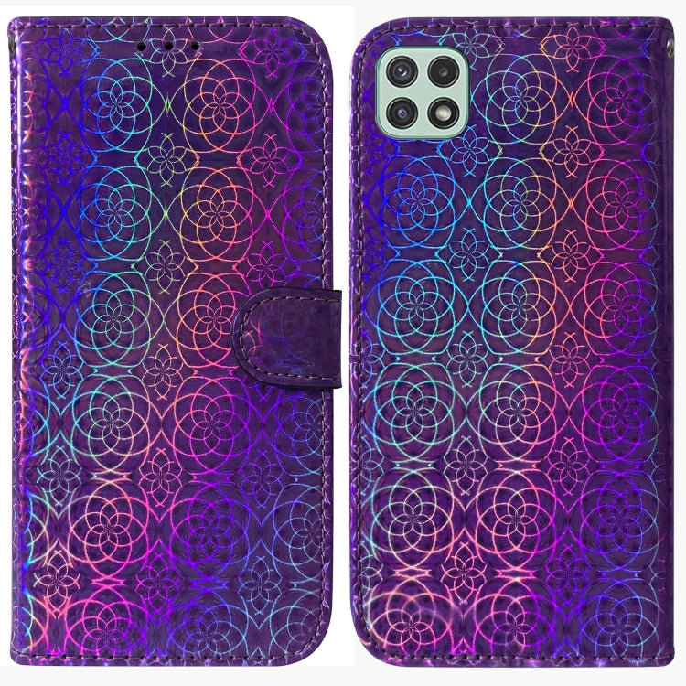 For Samsung Galaxy A22 5G Colorful Magnetic Buckle Leather Phone Case