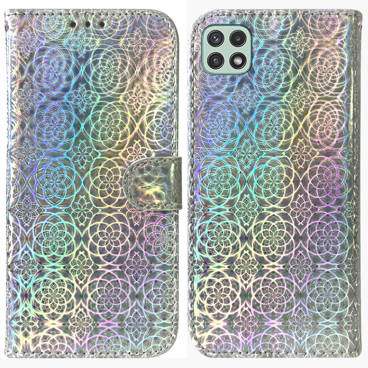 For Samsung Galaxy A22 5G Colorful Magnetic Buckle Leather Phone Case