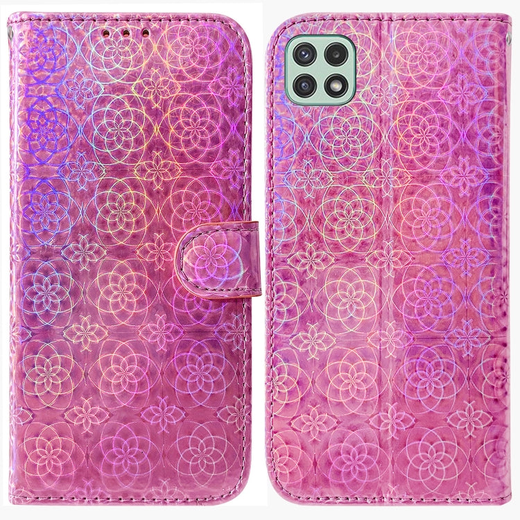 For Samsung Galaxy A22 5G Colorful Magnetic Buckle Leather Phone Case