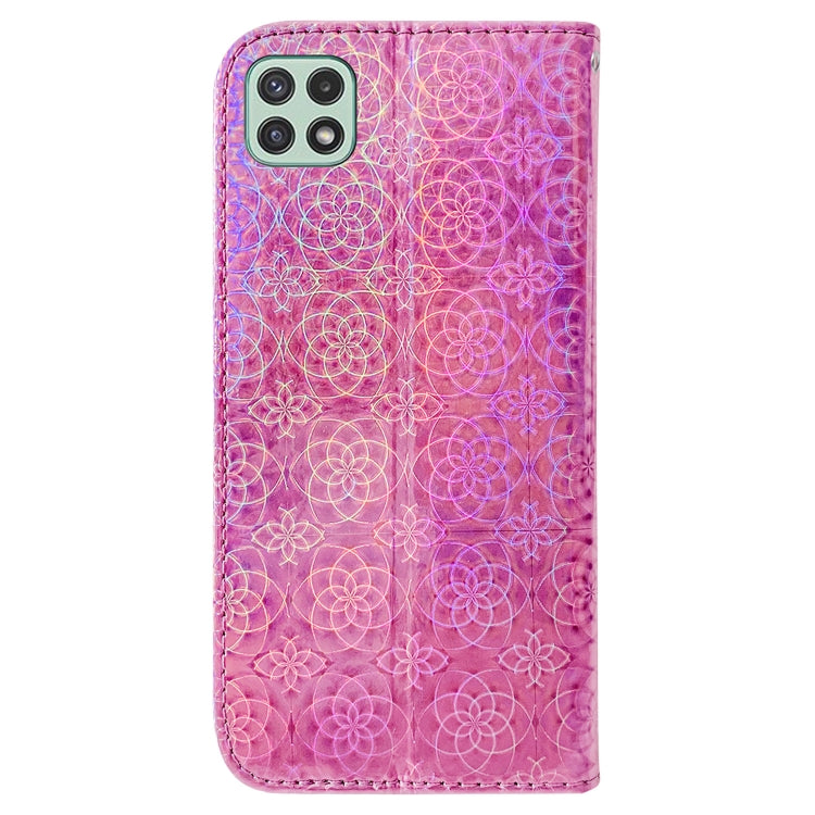 For Samsung Galaxy A22 5G Colorful Magnetic Buckle Leather Phone Case