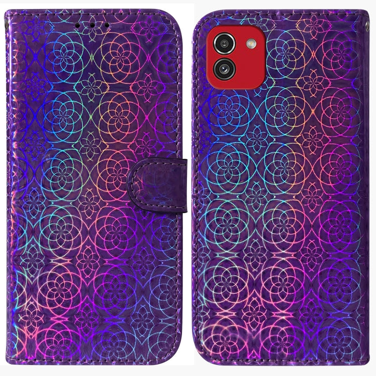 For Samsung Galaxy A03 164mm Colorful Magnetic Buckle Leather Phone Case