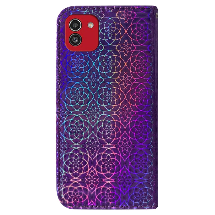 For Samsung Galaxy A03 166mm Colorful Magnetic Buckle Leather Phone Case